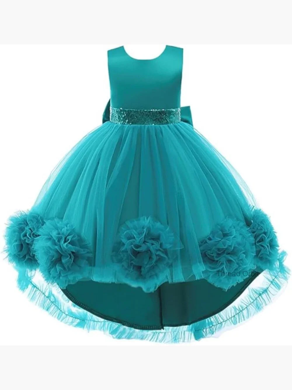 Girls Tulle Flower Girl Dress High Low Pageant Ball Gown Satin
